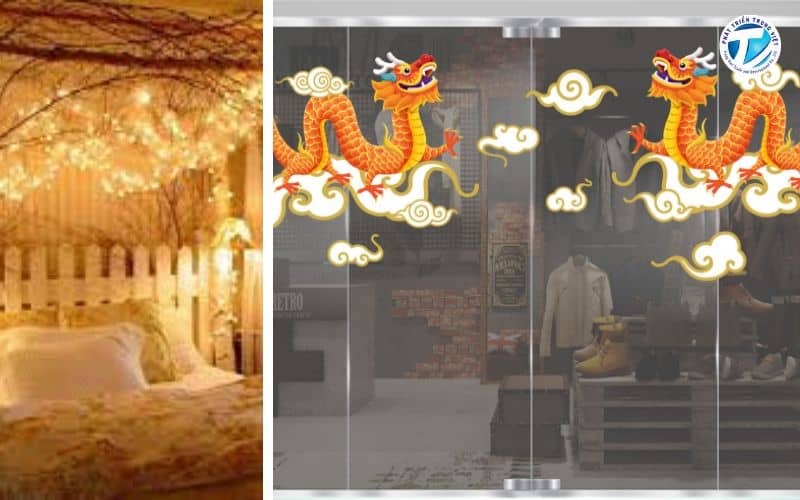 Hình ảnh các ý tưởng các kiểu trang trí cửa kính ngày tết 2